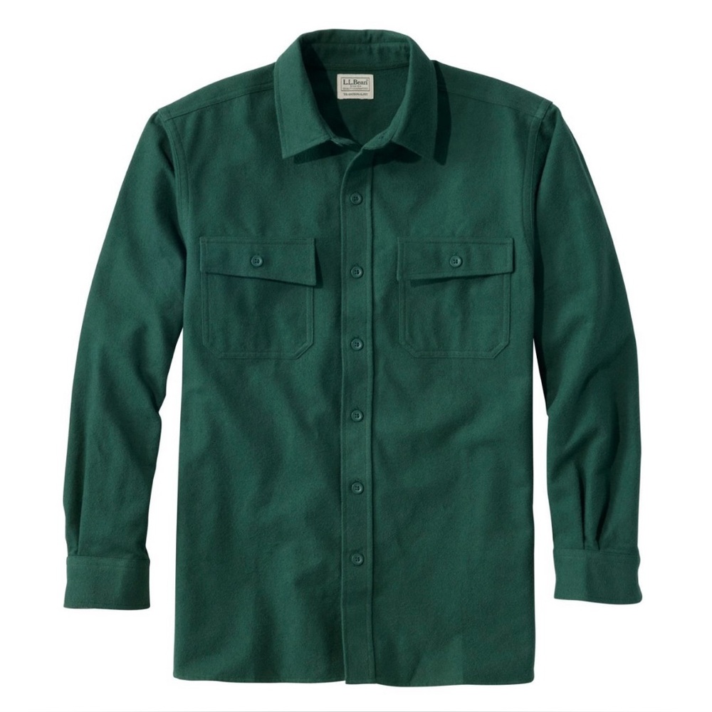 NWT L.L. Bean Men’s Green Flannel Chamois Shirt